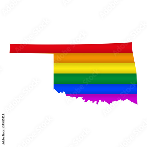Oklahoma LGBT flag map. Vector illustration