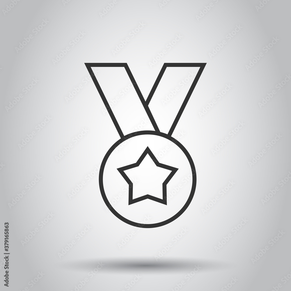 Medal icon in flat style. Prize sign vector illustration on white isolated background. Trophy award business concept. Medal icon in flat style. Prize sign vector illustration on white isolated background. Trophy award business concept.
