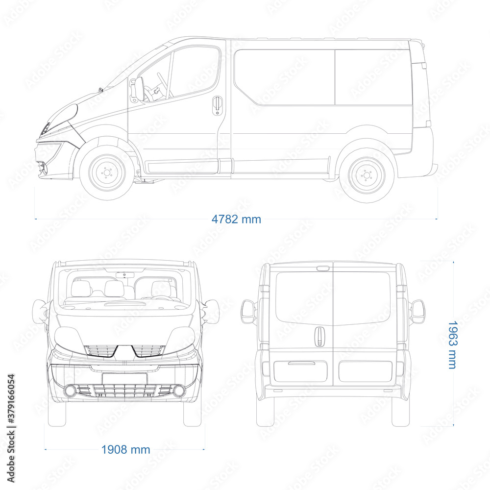 Van vector template for car branding and advertising. Light commercial van marketed by multiple