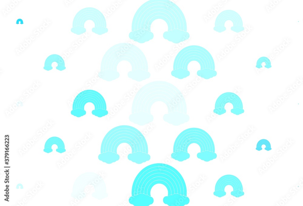Light BLUE vector background with rainbow symbols. Light BLUE vector background with rainbow symbols.