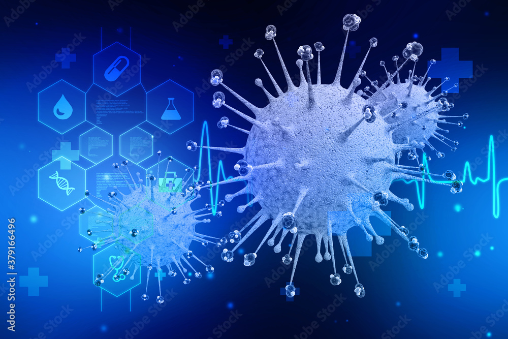 Obraz premium 3d render Corona virus microscopic view