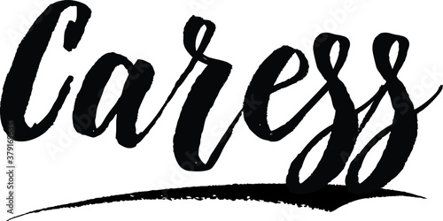Caress Handwritten Typography Black Color Text On White Background