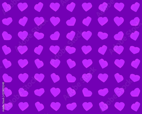 Purple hearts on a purple background. Vector illustration for fabric design, print for textile, wrapping, wed design, packaging, etc. 