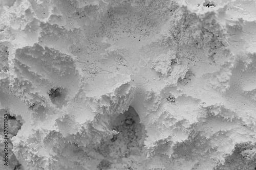 Abstract shape white substance for backdrop. Chemical reagent concept, sediment. Selective focus.