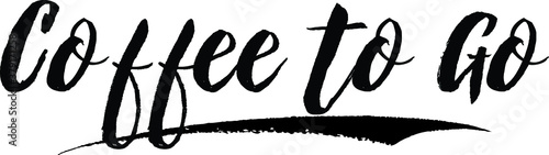 Coffee to Go Calligraphy Handwritten Black Color Text On Yellow 
Background