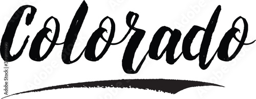 Colorado Calligraphy Handwritten Black Color Text On Yellow 
Background
