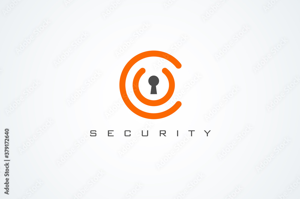 Security Logo,Letter C and U combination with keyhole icon inside,vector illustration