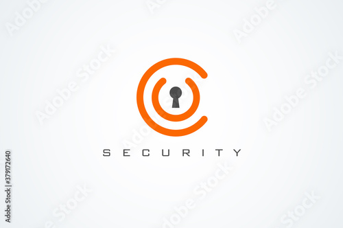 Security Logo,Letter C and U combination with keyhole icon inside,vector illustration