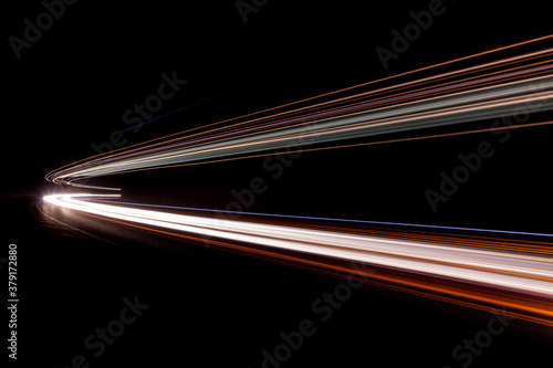 Light tralight trails in tunnel. Long exposure photo in a tunel photo