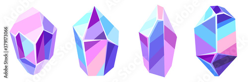 Set of crystals and minerals.