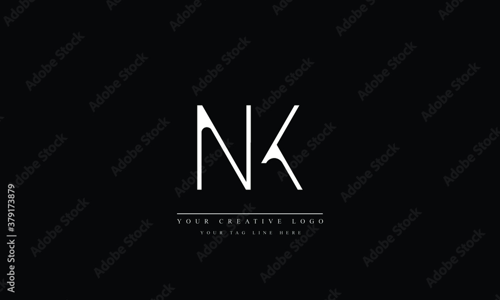 NK, KN, N, K Letter Logo Design with Creative Modern Trendy Typography ...