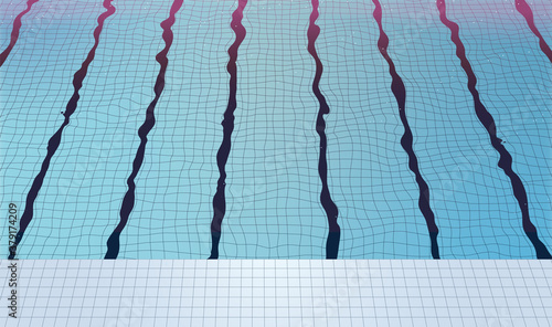 Aesthetic tint pastel swimming pool with sparkle ripple reflect on water surface, gradient mesh blue poolside summer vibe background template design