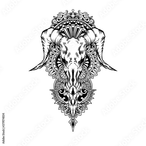 vector illustration of goat skull mandalas