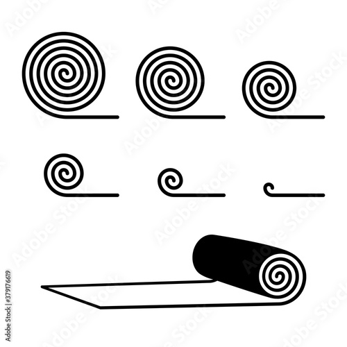 Rolled Carpet Icons Collection Isolated on White Background