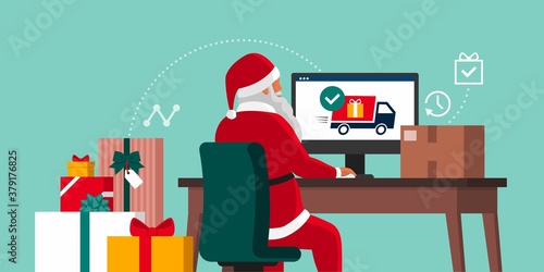 Santa delivering gifts online