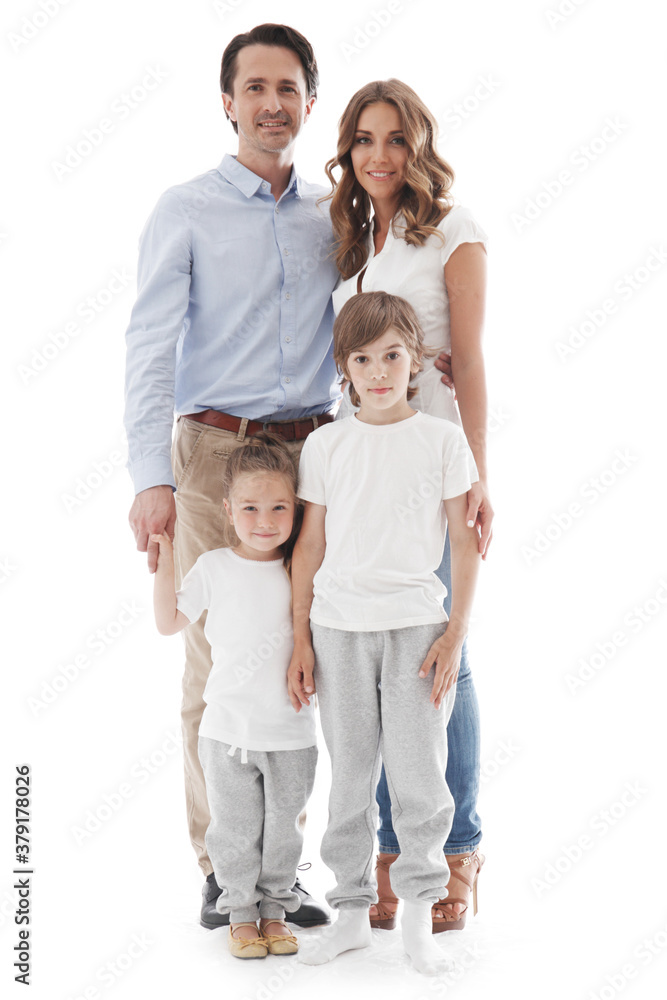 Family with children on white