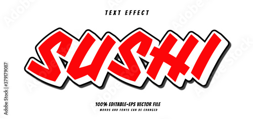 sushi text effect editable vector file text design vector