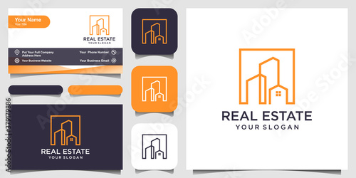 building logo design with line art style. city building abstract For Logo Design Inspiration and business card design