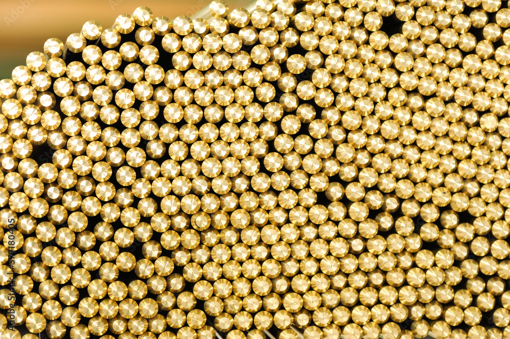 Background texture of the ends of brass rods Background texture of the ends of brass rods