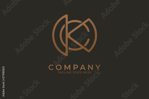 Abstract initial letter K and C logo,usable for branding and business logos, Flat Logo Design Template, vector illustration