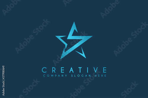 Initials letter S logo design with Star shape vector illustration