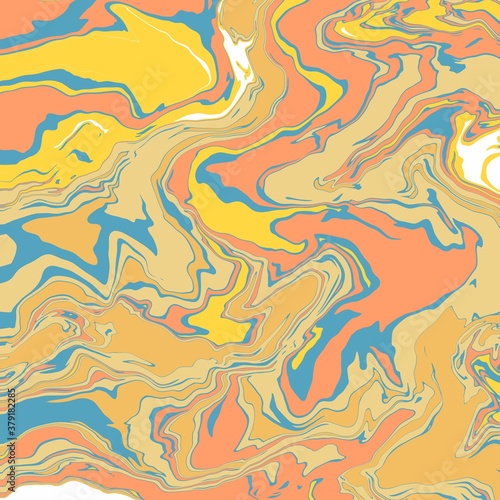 Abstract wave liquid shape in Yellow  Orange  Blue and white tones color background