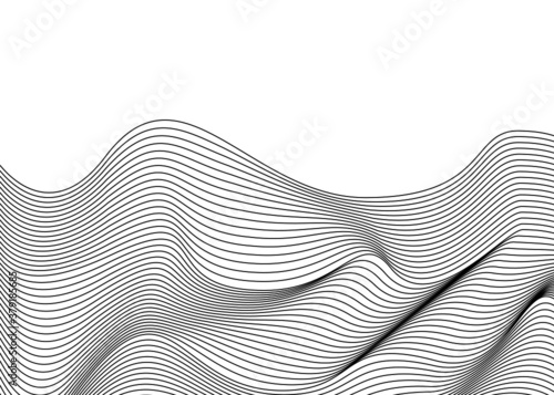 Abstract wavy background of thin black lines on a white background. Modern vector pattern