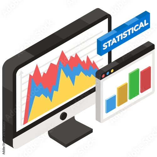 
Editable design icon of statistical analysis in isometric style 
