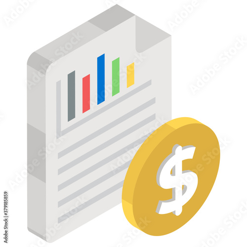 
Dollar with marketing report denoting sales report icon
