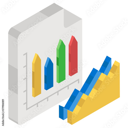 
Icon of distributed chart in isometric design 
