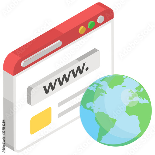 
Domain registration icon in modern isometric style, web link 
