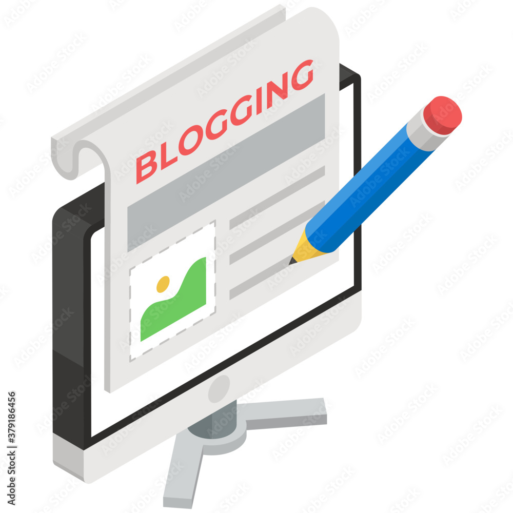Online content writing at free blog site, isometric icon
Online content writing at free blog site, isometric icon