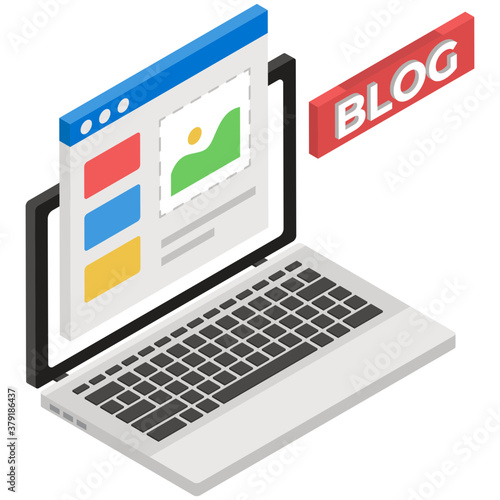 
Web blogging icon design, online blog post creation 
