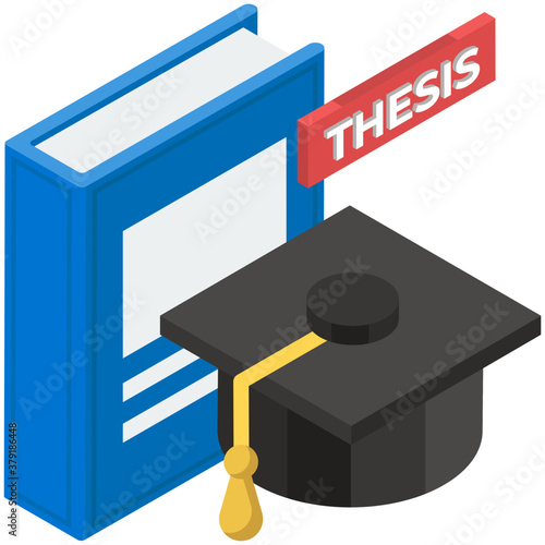 
A final graduation book written by student, isometric icon
