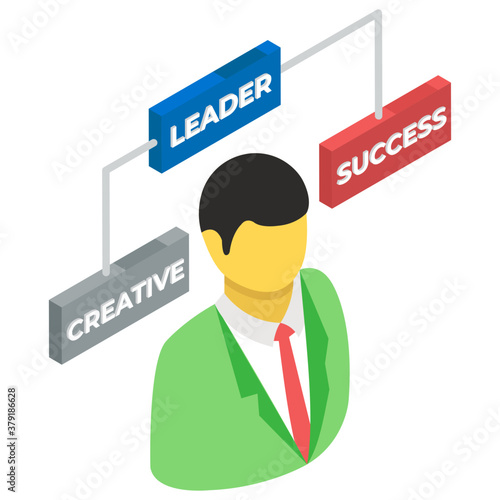 
Male businessman avatar, corporate manager in isometric vector 
