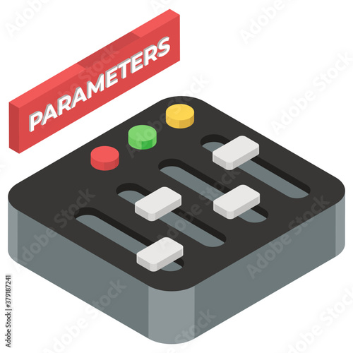 
Parameters icon, vector of sound adjuster in isometric style 
