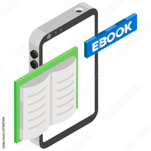
Online educational concept of ebook isometric vector icon.
