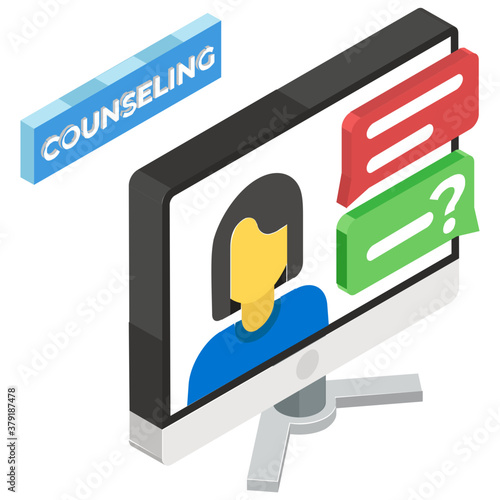 
Live communicational learning concept, icon of online counseling in isometric vector design 
