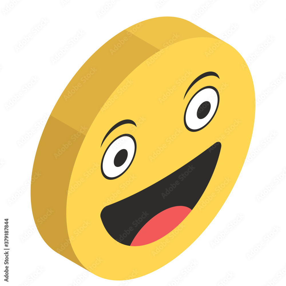 Fototapeta premium Happy emoji icon design, isometric style of facial expressions 