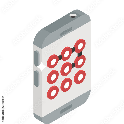 
Smartphone pattern lock vector, biometric authentication

