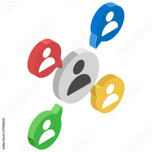 
Distribution channel icon design, isometric vector of social network 
