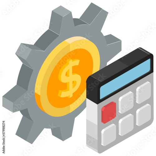 
Calculator with dollar, wealth management icon design 
