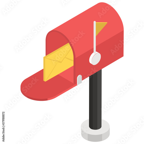 
Mailbox icon in isometric style, inbox for storing data 
