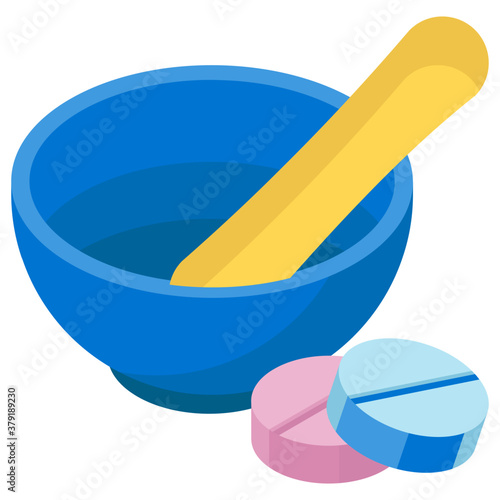
Pestle with mortar and pills showing pharmacology icon
