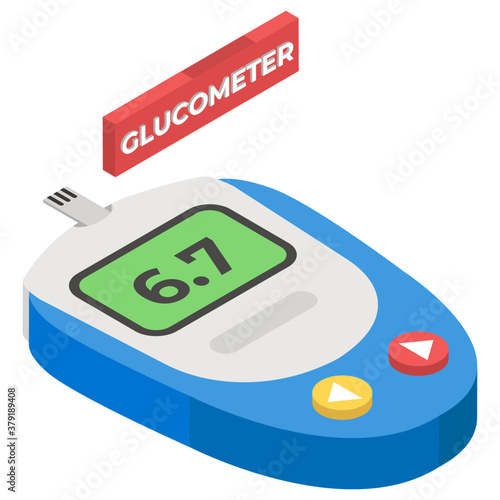 
A medical device, isometric vector design of glucometer
