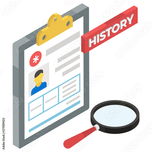 
Isometric vector design of case history icon
