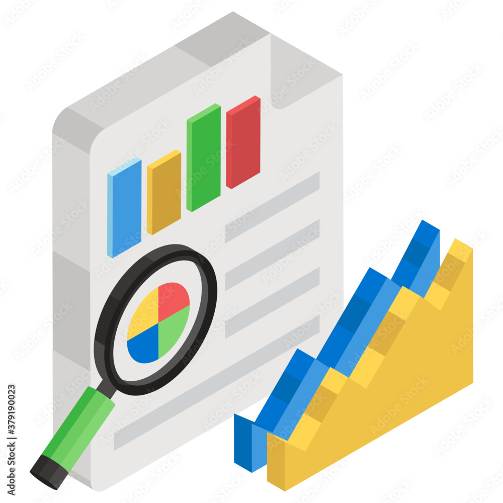 Isometric vector of data analytics, market research,
Isometric vector of data analytics, market research,