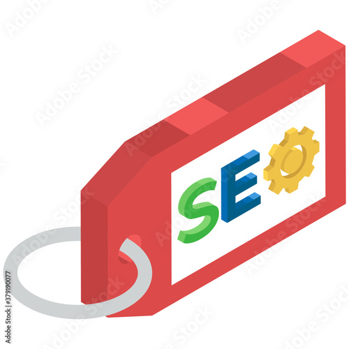
Seo tag icon, isometric vector of sale label,
