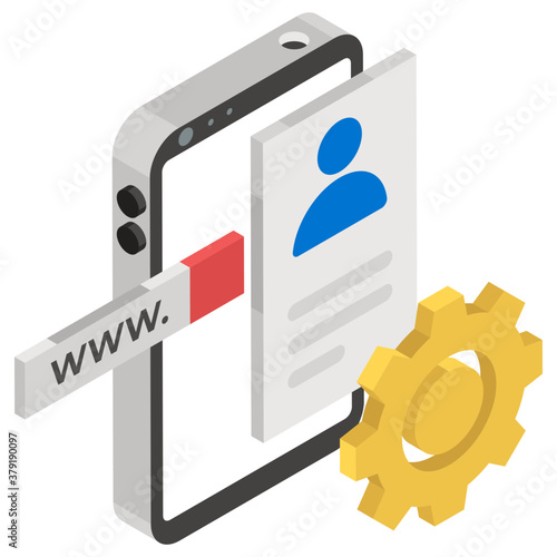 
Profile inside smartphone in editable vector, customized ux design concept 
