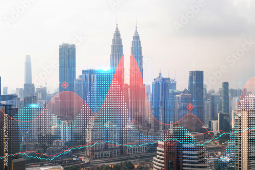 Photography Forex and stock market chart hologram over panorama city view of Kuala Lumpur